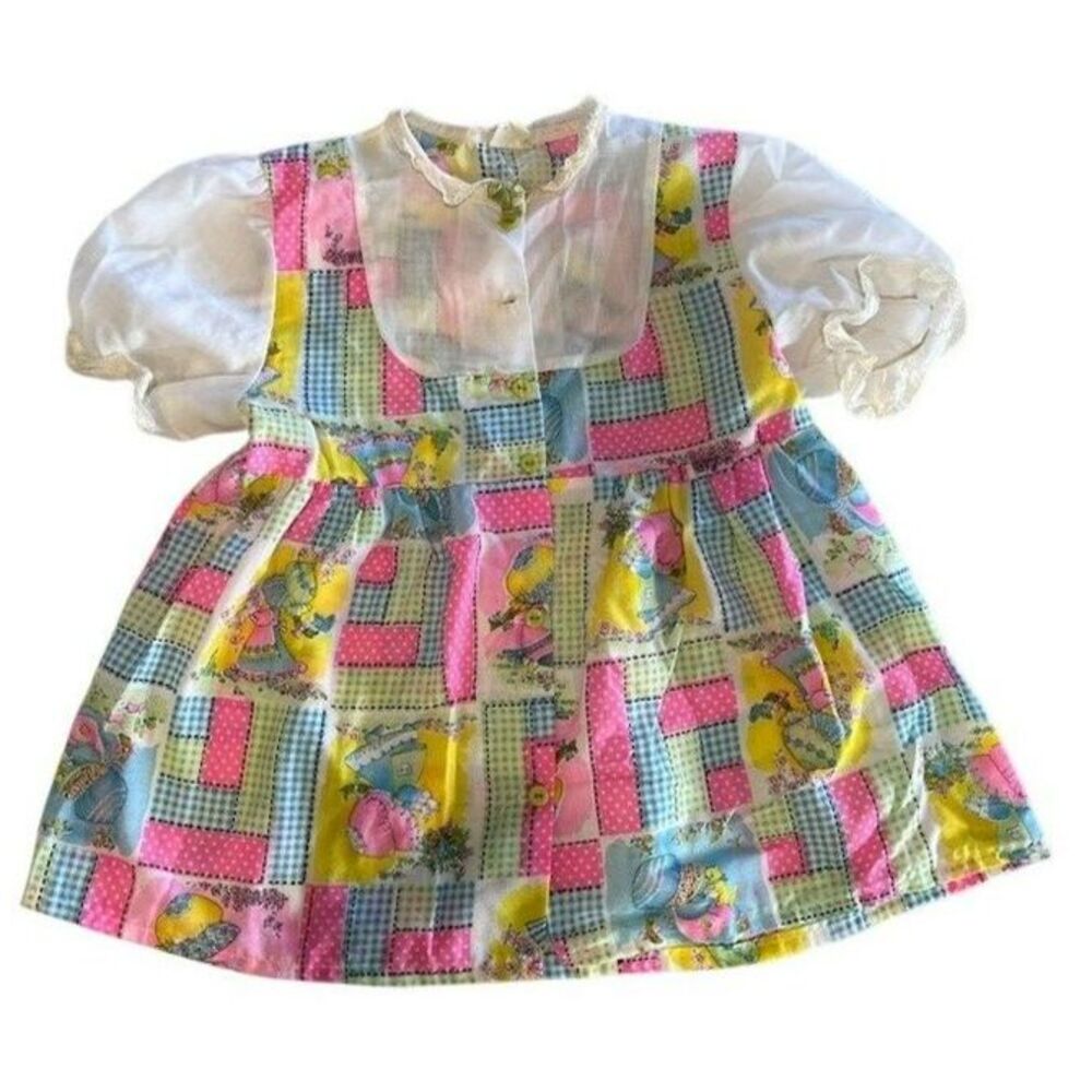 VTG Kid Duds Girls Patchwork Fit & Flare Dress Sz 8